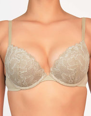 La Senza Obsession Pushup Plunge Lace Bra Grey / 34B