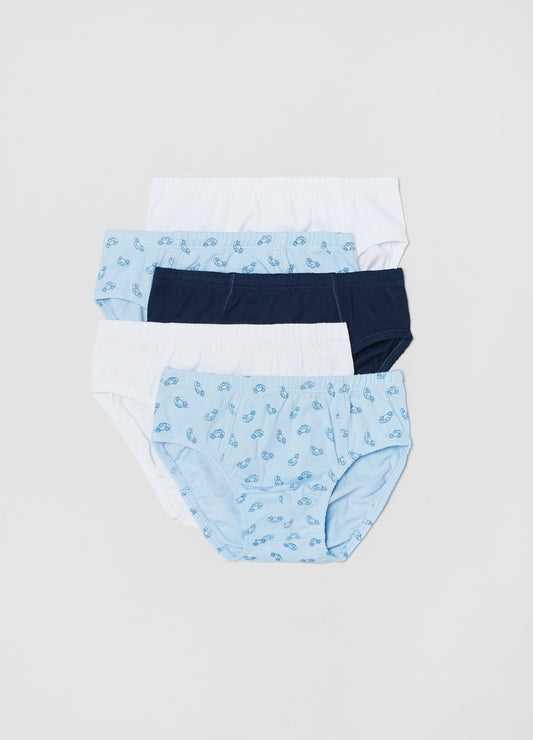 Five-pack briefs with little car print