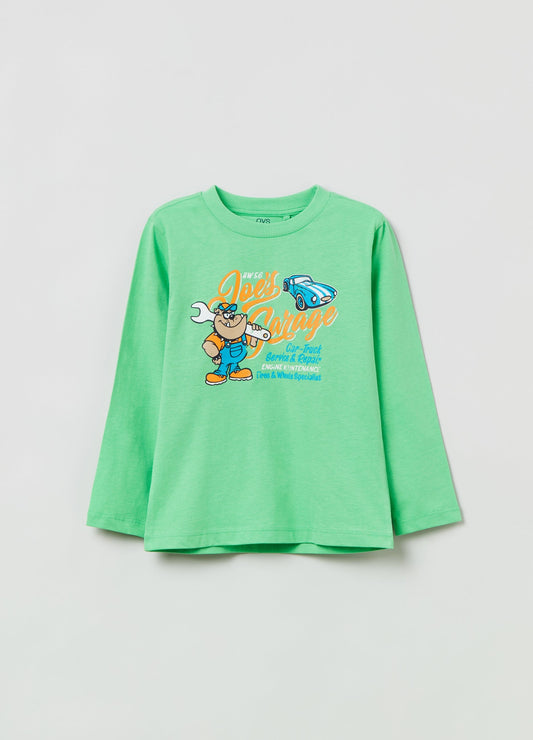 OVS Kids Boy T-Shirt With Long Sleeves And Car Print