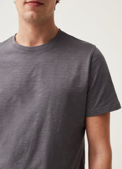 Round-neck T-shirt in jersey slub