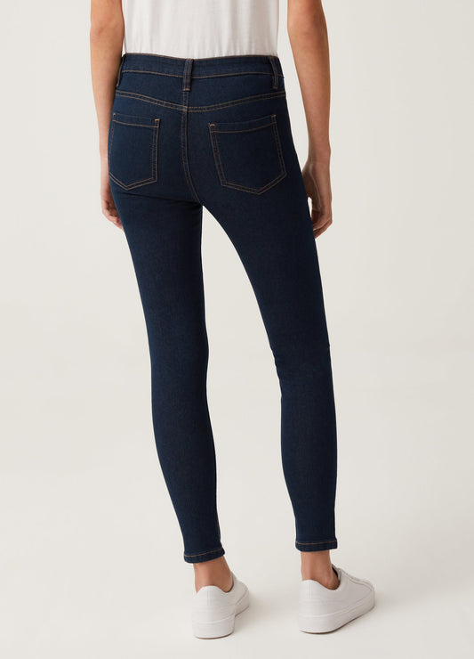 Stretch jeggings with button