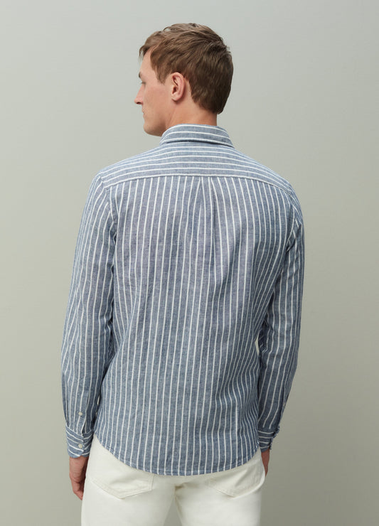 PIOMBO regular-fit linen and cotton shirt with stripes