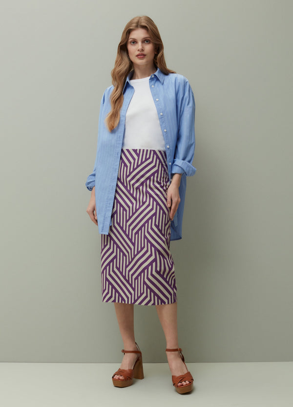 PIOMBO twill pencil skirt with all-over print