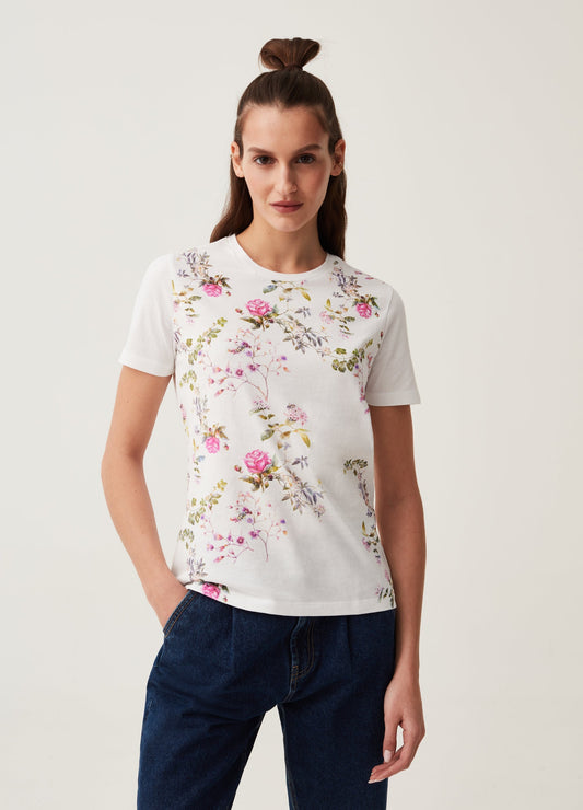 Cotton T-shirt with floral print