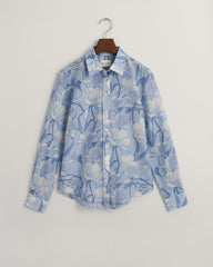 Regular Fit Magnolia Print Cotton Silk Shirt