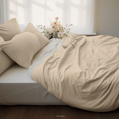 Beige Queen 400Tc Cotton Fitted Sheet - Beige