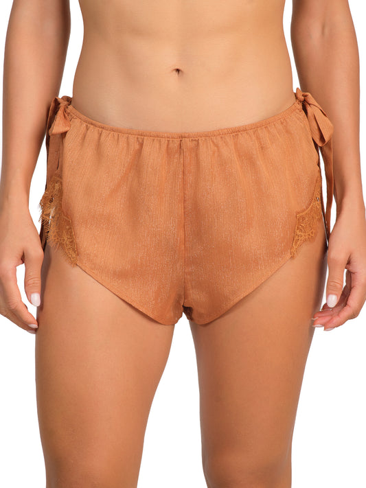 Isla & Evie Brie Tie Side Flirty Shorts Copper Bronze / XS