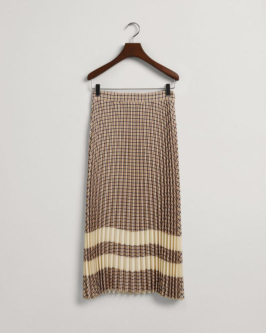 Check Pleated Skirt Toffee Beige / 32