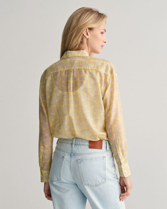 Relaxed Fit G Patterned Cotton Silk Shirt