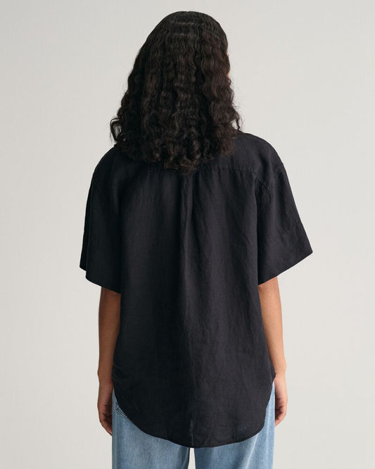 Relaxed Fit Linen Popover Short Sleeve Shirt