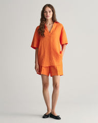 Relaxed Fit Linen Popover Short Sleeve Shirt