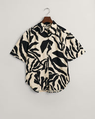 Relaxed Fit Palm Print Short Sleeve Shirt