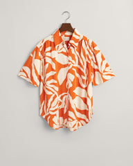 Relaxed Fit Palm Print Short Sleeve Shirt