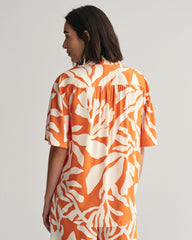 Relaxed Fit Palm Print Short Sleeve Shirt