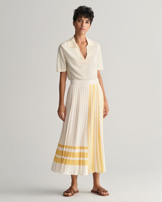 Striped Pleated Skirt Cream / 34