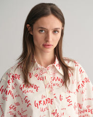 Relaxed Fit Text Print Short Sleeve Shirt