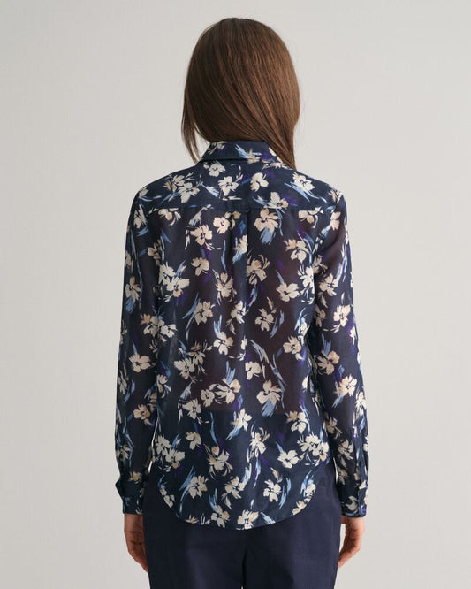 Regular Fit Floral Print Cotton Silk Shirt