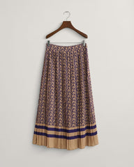 Pleated Monogram Print Skirt