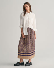 Pleated Monogram Print Skirt