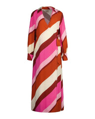 GANT Striped Maxi Wrap Dress Perky Pink / 32