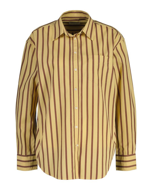 Relaxed Fit Striped Poplin Shirt Burnt Wheat / 32