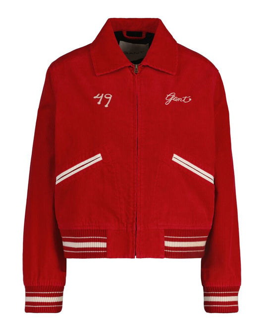 Corduroy Varsity Jacket Ruby Red / S