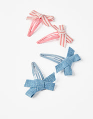 Zippy 4 Hair Clips With Bow For Babies And Girls, Pink/Blue