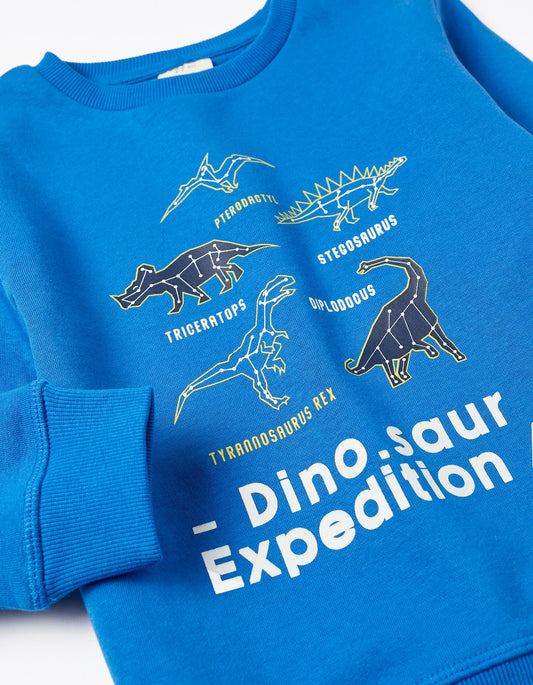 سويت شيرت قطني مطبوع عليه صورة ديناصورات للأولاد من زيبي