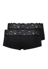 Skiny Every Day In Cottonlace Multipack Women Boyleg Shorts 2 Pack Black