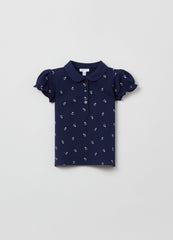 OVS Baby Girl Flower Print Puff Sleeve Polo Top