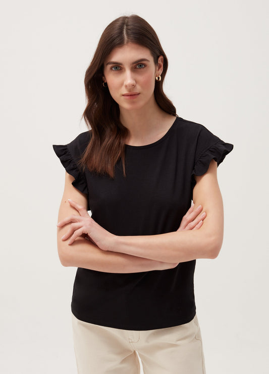 OVS Womens Ruffle Trim Sleeve T-Shirt