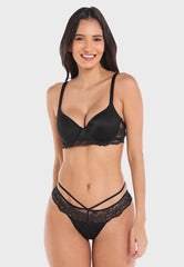 LS Lingerie Lace Band & Strap Detail Thong