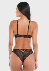 LS Lingerie Contrast Lace Cut Out Back Cheeky Brief