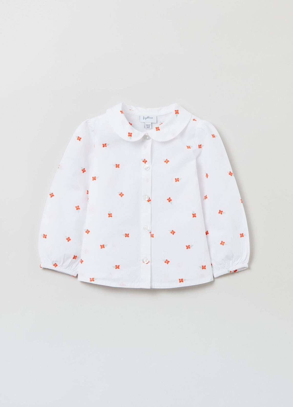 OVS Cotton Shirt With Small Flowers Embroidery