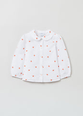 OVS Cotton Shirt With Small Flowers Embroidery