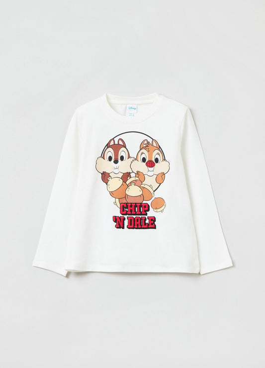 OVS Long-Sleeved T-Shirt With Chip Â€˜Nâ€™ Dale Print