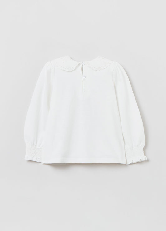 OVS T-Shirt With Broderie Anglaise Collar