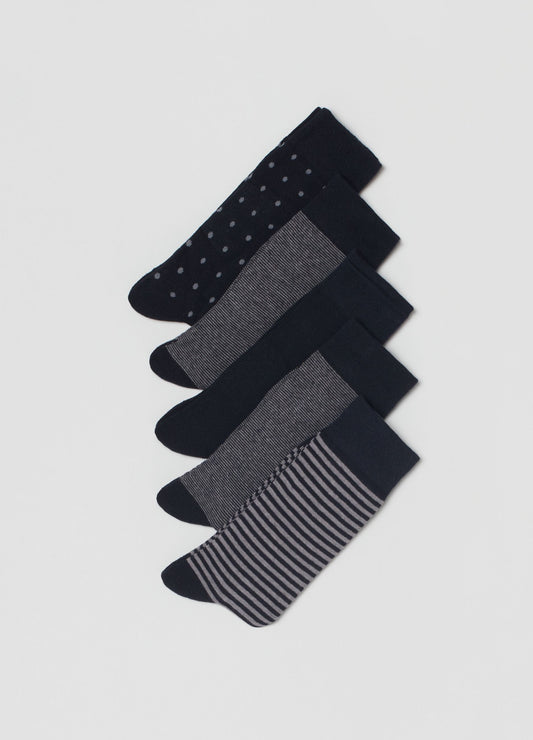 OVS Five-pair Pack Mid-length Socks With Stripes And Polka Dots