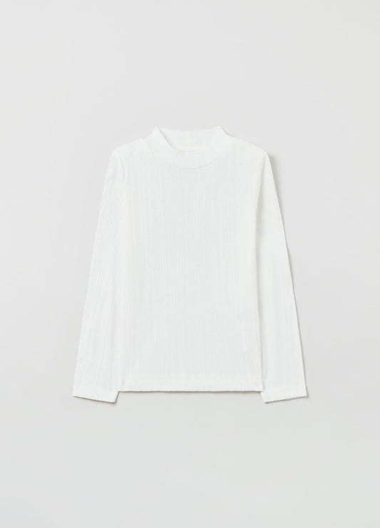 OVS Pointelle T-Shirt With Mock Neck