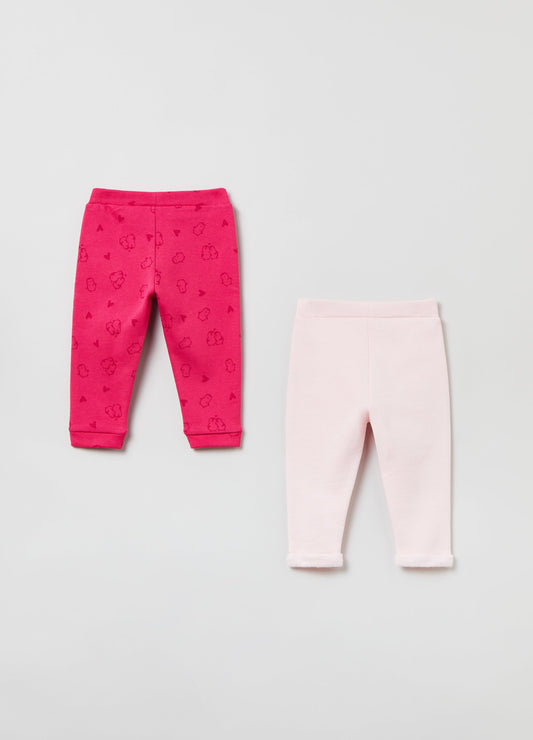 OVS Baby Girl Two-Pack Cotton Joggers With Print
