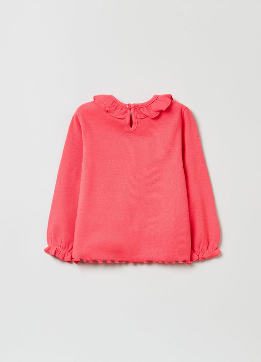 OVS Ribbed T-Shirt With Frills
