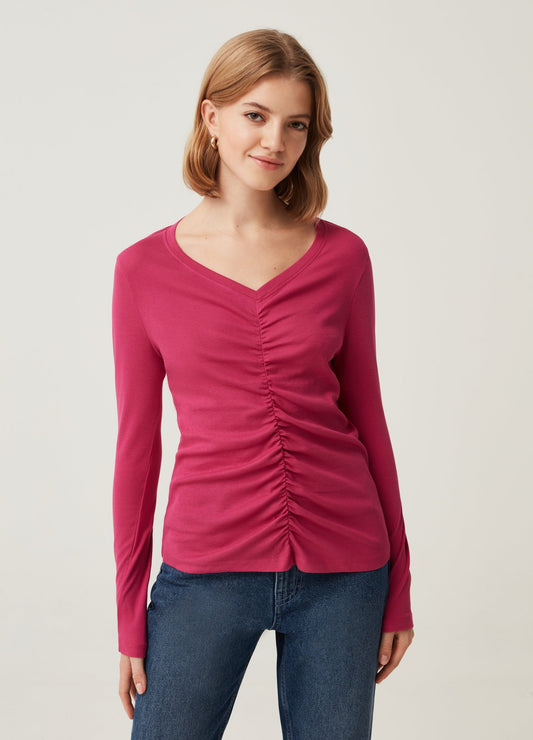 OVS Womens T-Shirt With V Neckline And Gathering