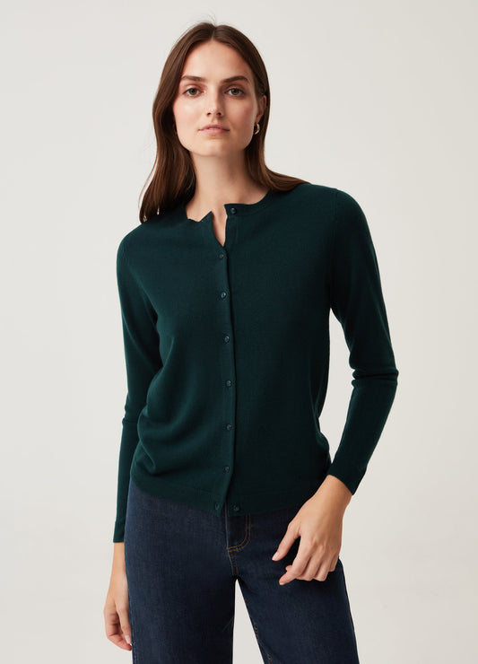 OVS Womens Solid Colour Cardigan With Round Neck