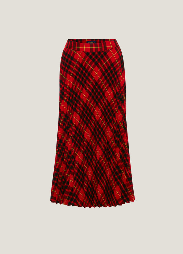 OVS Womens Piombo Tartan Check Pattern Pleated Skirt