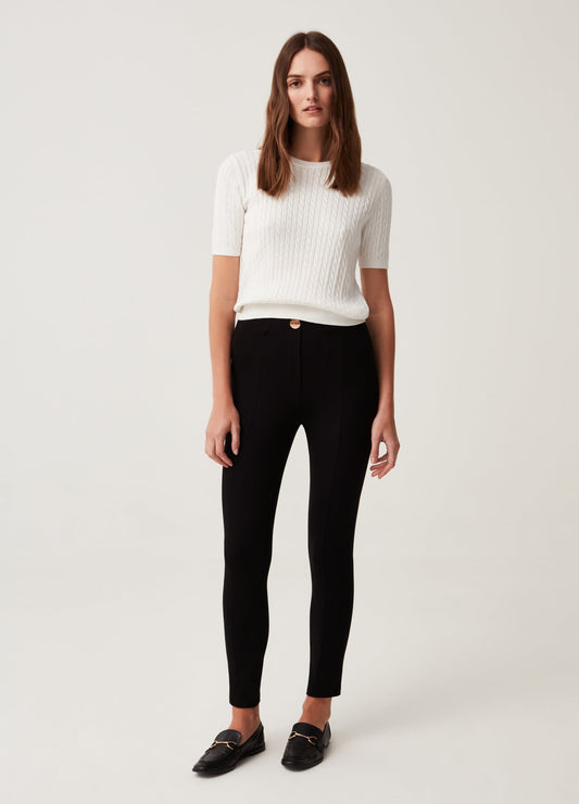 OVS Womens Crop Leggings With Gold Button