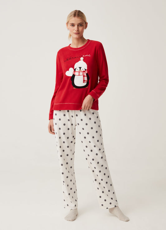 OVS Womens Penguin Fleece Pyjamas