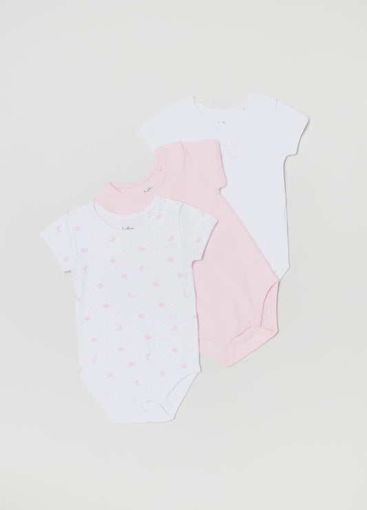 Ovs Baby Girl Three-Pack Cotton Bodysuits With Print