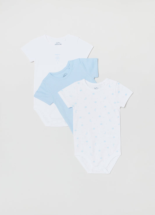 Ovs Baby Boy Three-Pack Cotton Bodysuits With Print
