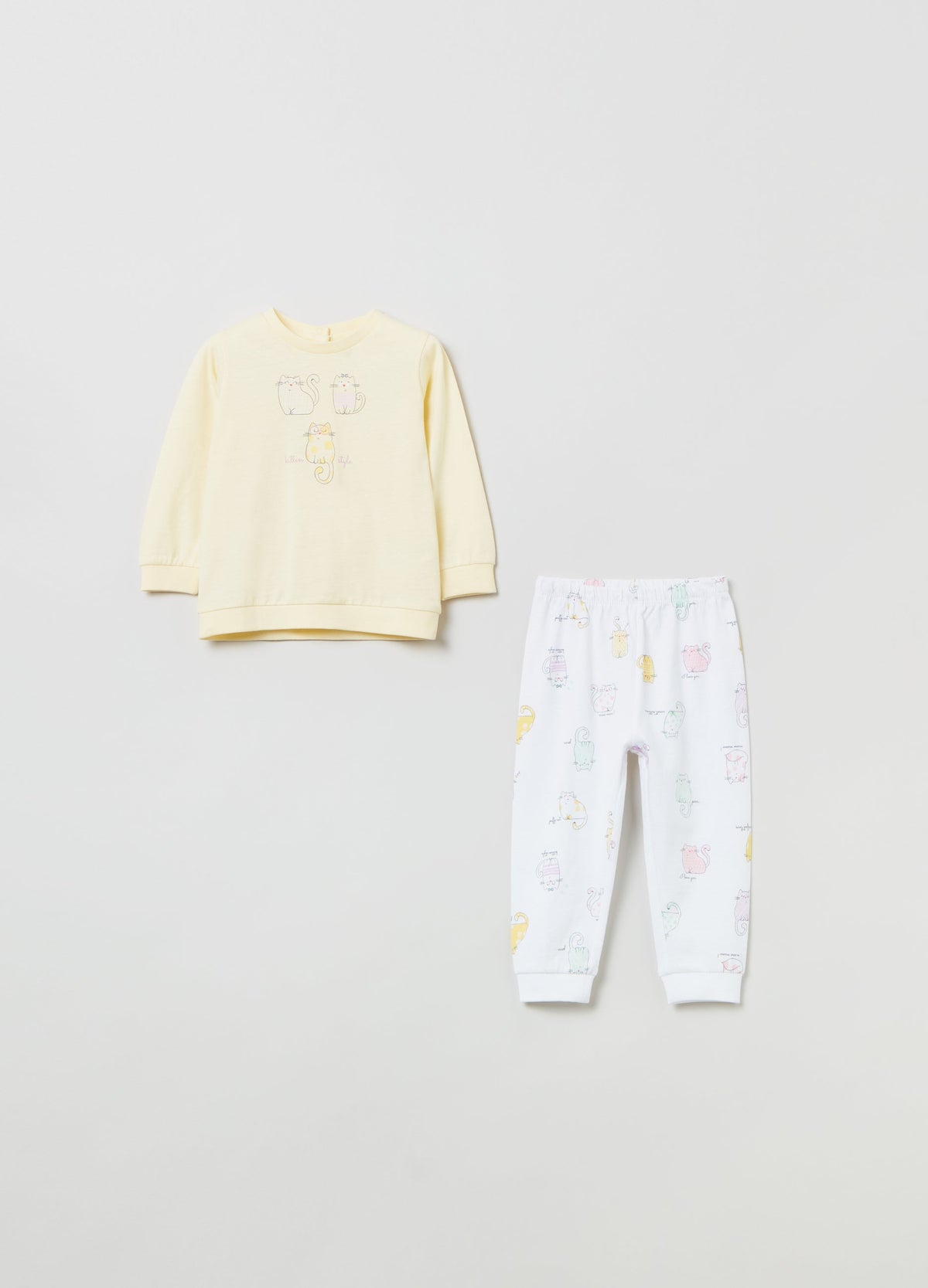 OVS Baby Girl Cotton Pyjamas With Kitten Print