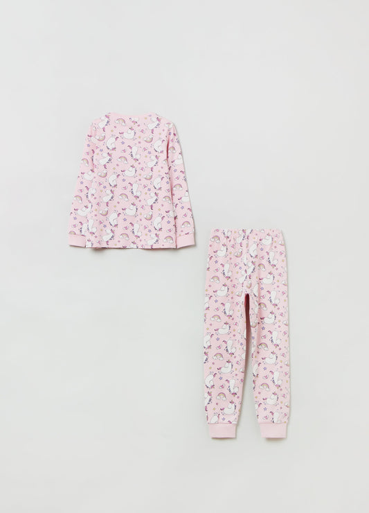 OVS Girls Cotton Pajamas With Unicorn Print